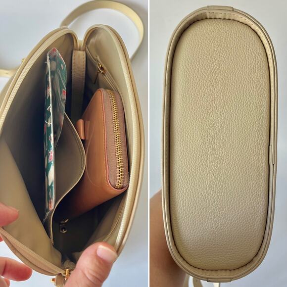 Vintage Longchamp Leather Bag Crossbody Adjustable Off White Cream Gold - Picture 6 of 8